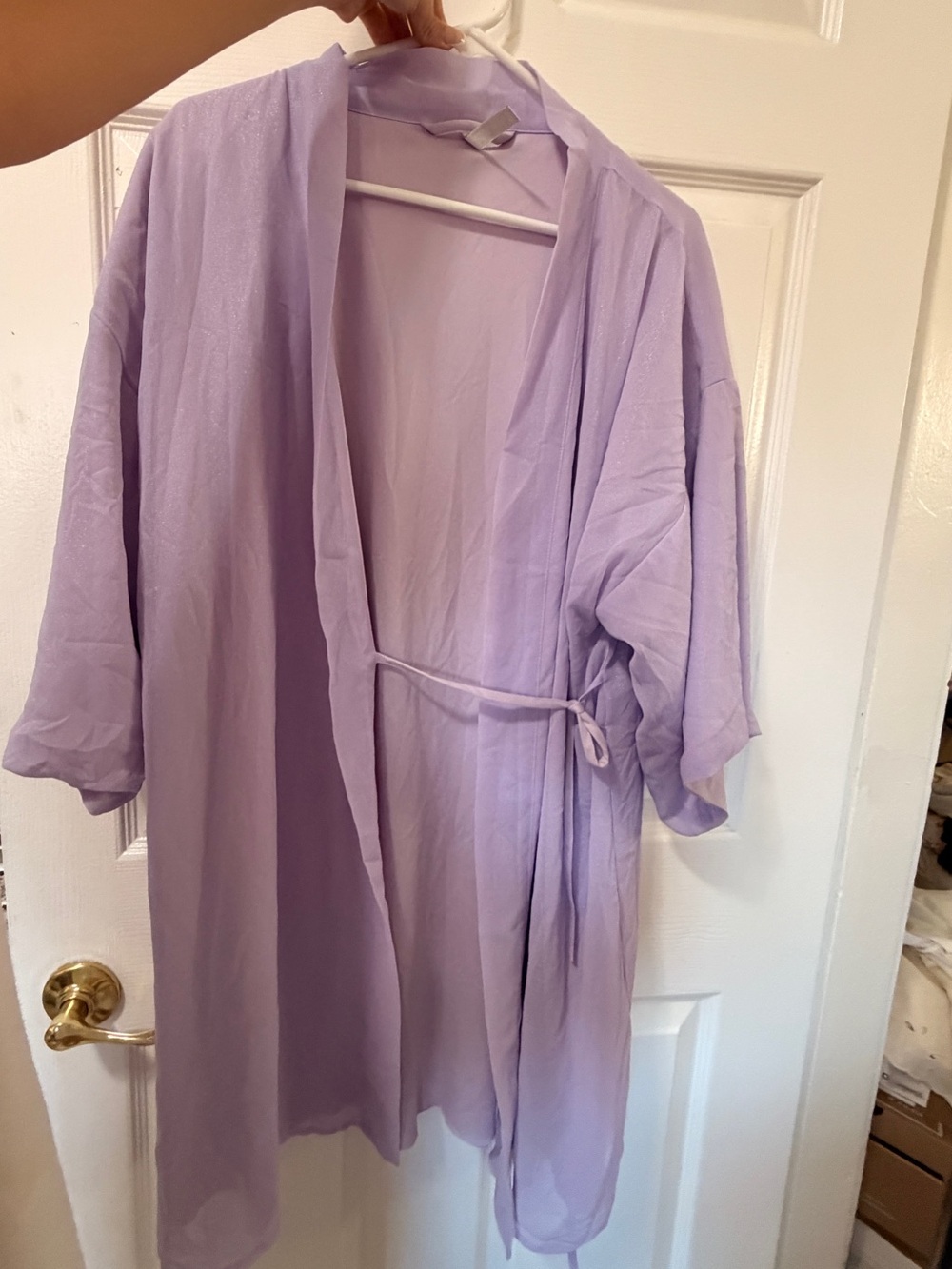 Lavender David’s Bridal Robe with Waist Tie - Women Intimates & Sleepwear